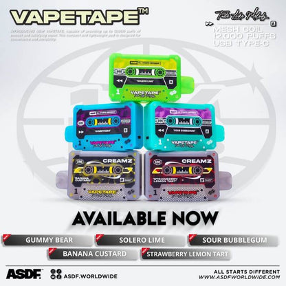 VAPETAPE-12K-Gummy-Bear-VAPETAPE-12K-SOLERO-LIME-VAPETAPE-12K-SOURBUBBLEGUM-VAPETAPE-12K-BANANA-CUSTARD-VAPETAPE-12KSTRAWBERRY-LEMON-TART-SG-Vape-Hub