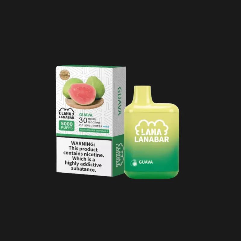  Lana-Bar-5000-Puffs,-Guava-flavor-on-a-black-background-LANA